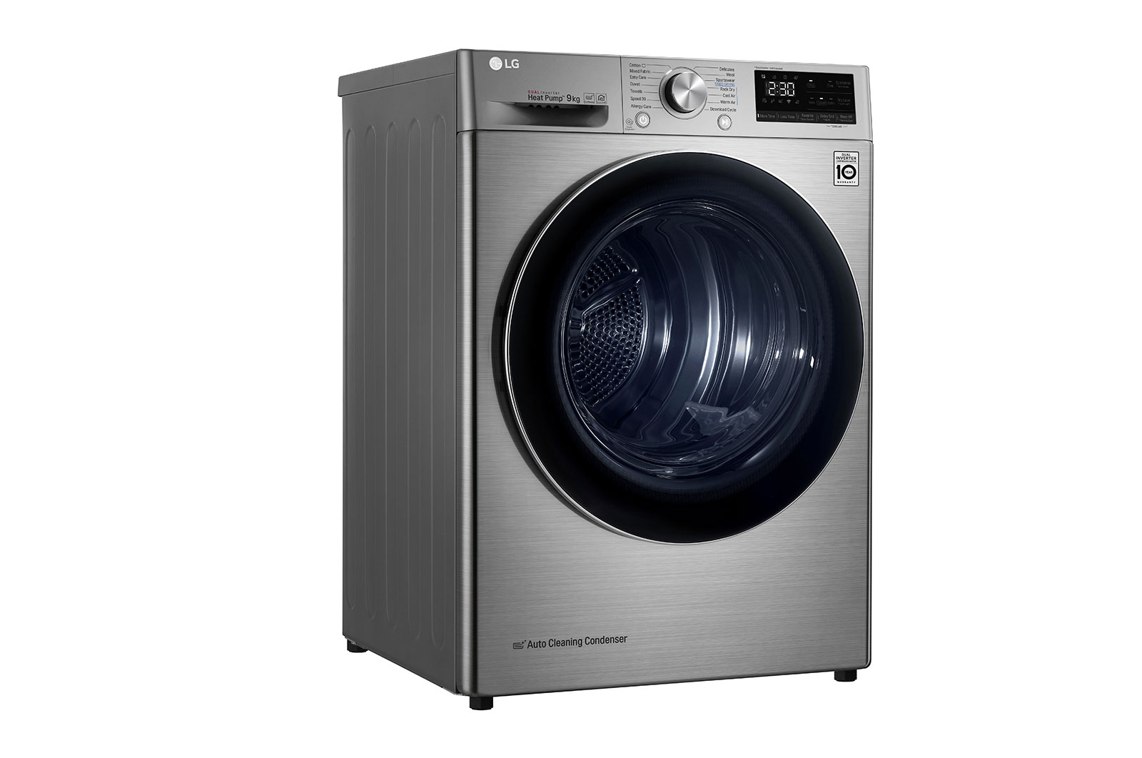 LG Máquina de secar roupa LG RC90V9EV2Q, 9 kg, Dual Inverter Heat Pump?, eficiência energética A+++, EcoHybrid?, limpeza automática do condensador, inox, RC90V9EV2Q