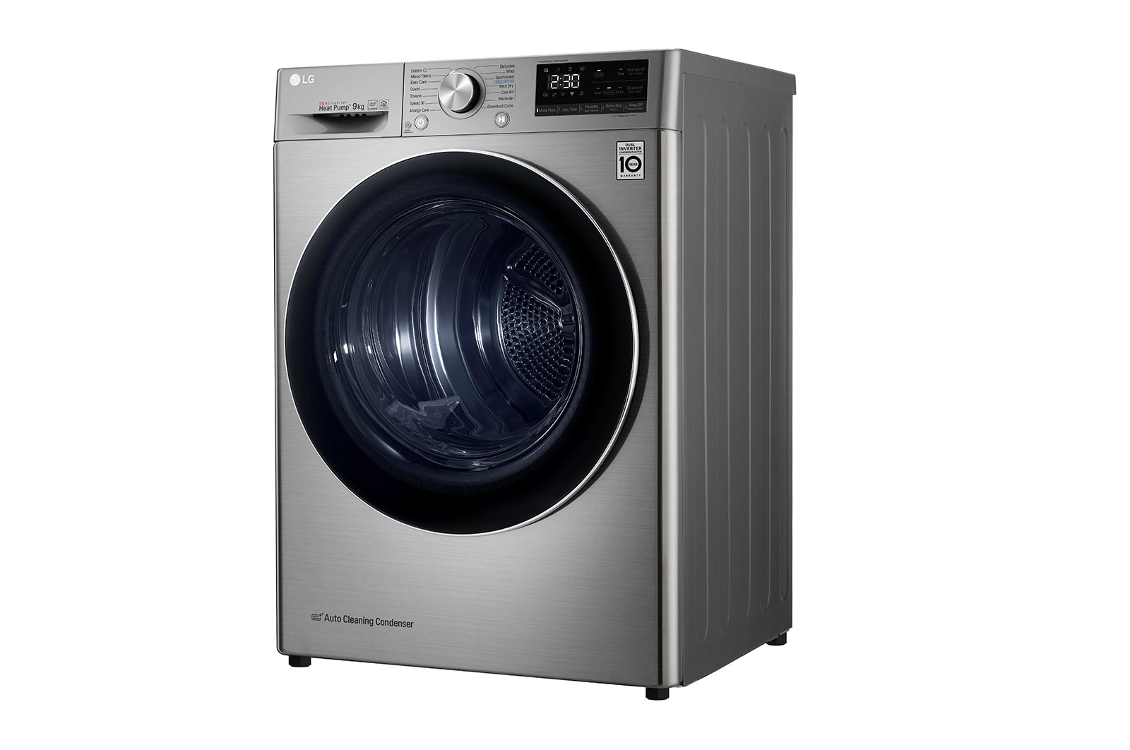 LG Máquina de secar roupa LG RC90V9EV2Q, 9 kg, Dual Inverter Heat Pump?, eficiência energética A+++, EcoHybrid?, limpeza automática do condensador, inox, RC90V9EV2Q