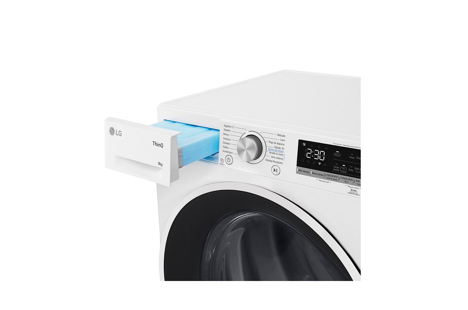 LG Máquina de secar roupa | 9 kg | Dual Inverter Heat Pump? | Etiqueta energética A++ | EcoHybrid? | Limpeza automática condensador, RH90V5AV6N