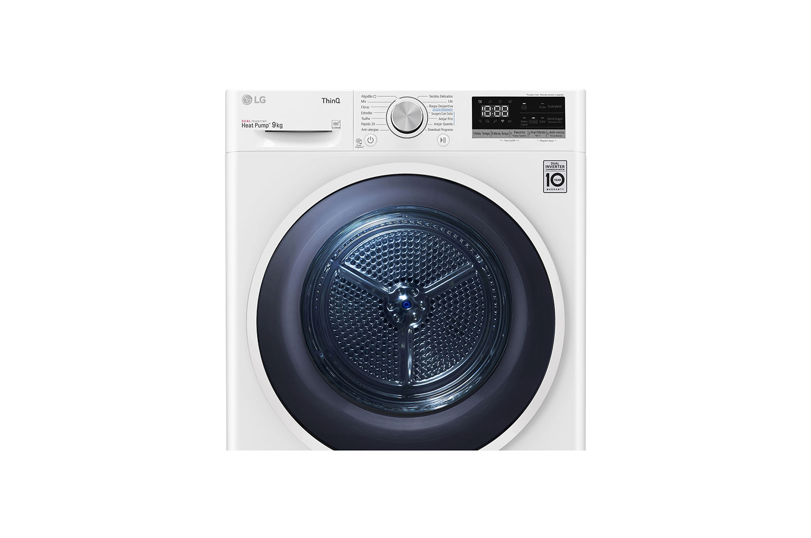 LG Máquina de secar roupa LG RH90V5AV6Q, 9 kg, Dual Inverter Heat Pump?, eficiência energética A++, EcoHybrid?, limpeza automática do condensador, branco, RH90V5AV6Q
