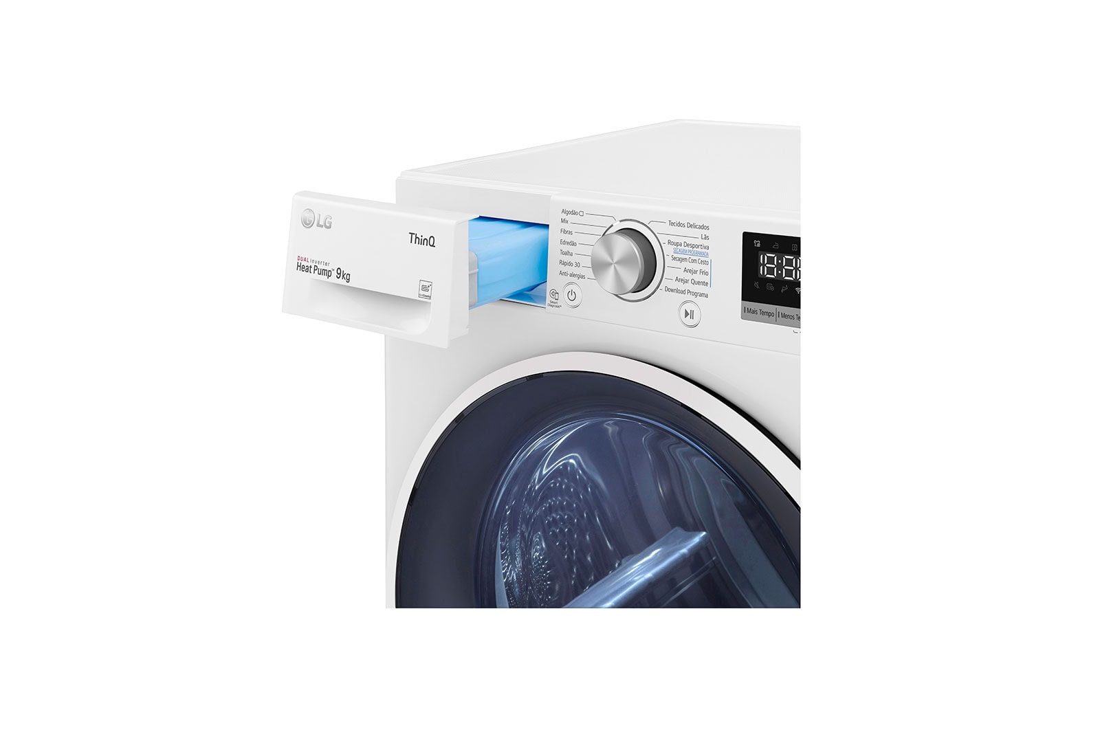 LG Máquina de secar roupa LG RH90V5AV6Q, 9 kg, Dual Inverter Heat Pump?, eficiência energética A++, EcoHybrid?, limpeza automática do condensador, branco, RH90V5AV6Q