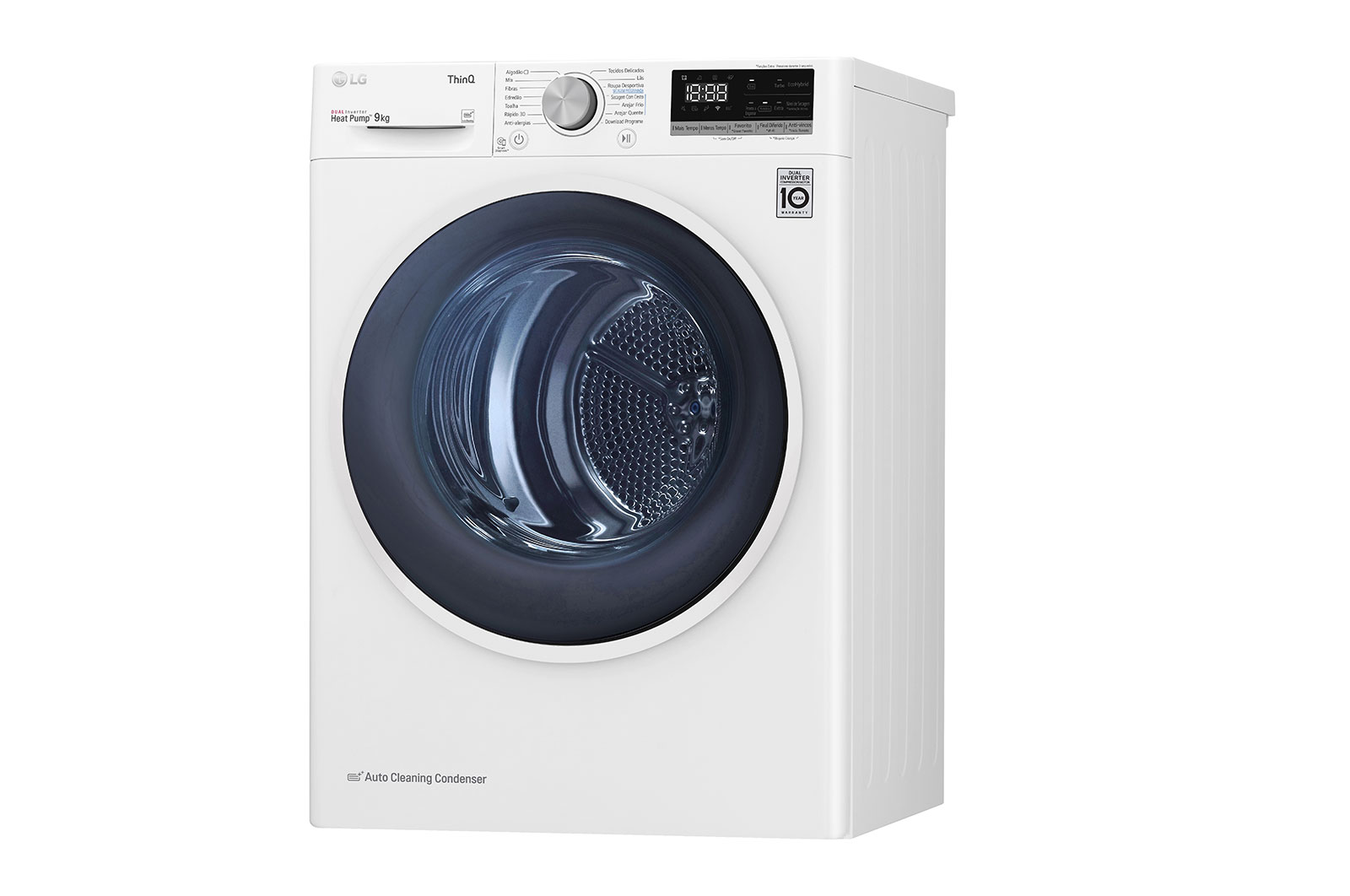LG Máquina de secar roupa LG RH90V5AV6Q, 9 kg, Dual Inverter Heat Pump?, eficiência energética A++, EcoHybrid?, limpeza automática do condensador, branco, RH90V5AV6Q