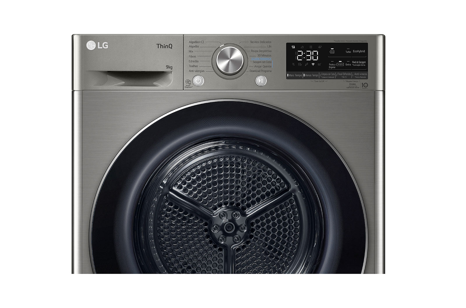 LG Máquina de secar roupa | 9 kg | Dual Inverter Heat Pump? | Etiqueta energética A+++ | EcoHybrid? | Limpeza automática condensador, RH90V9PV2N