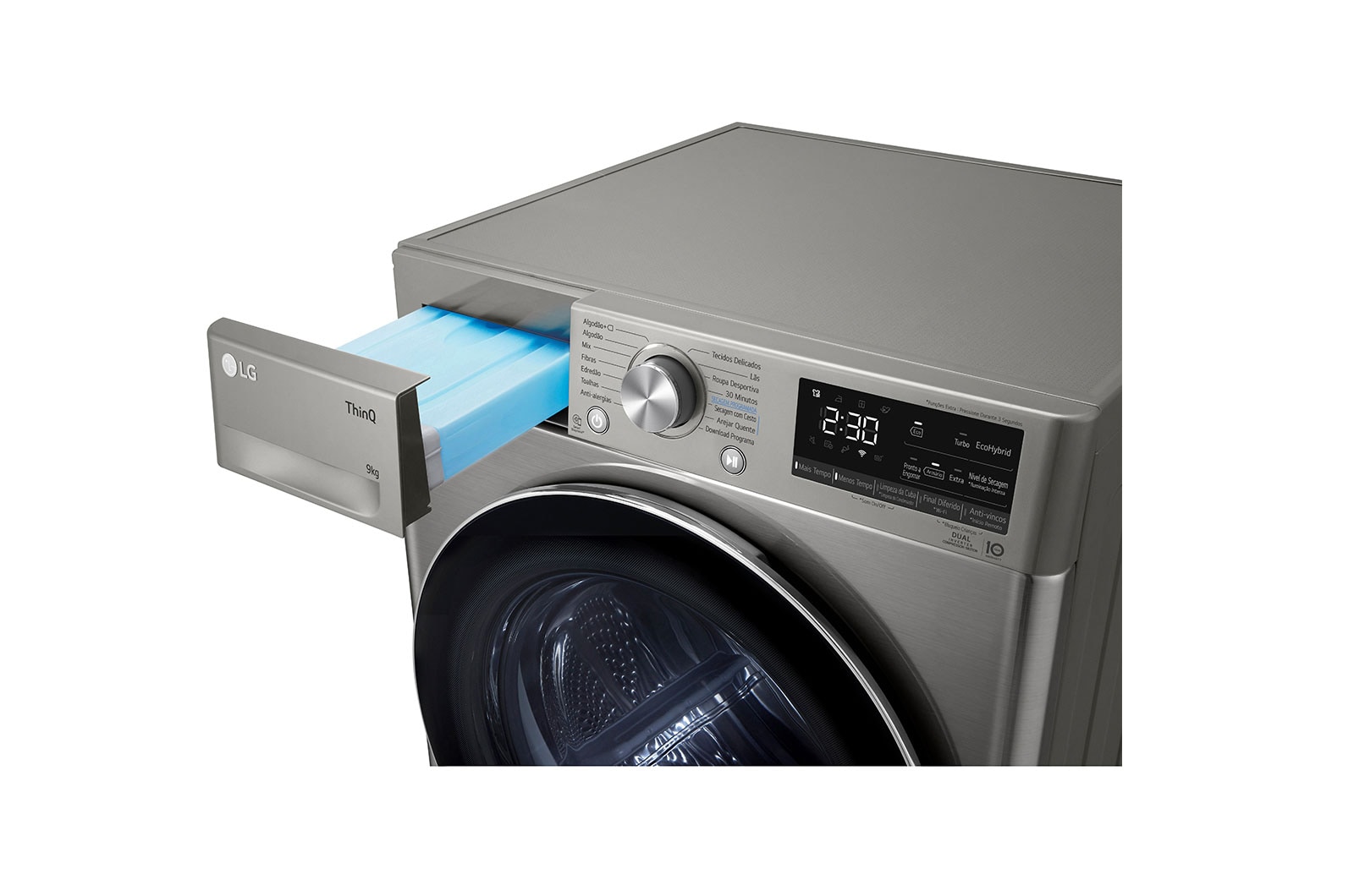 LG Máquina de secar roupa | 9 kg | Dual Inverter Heat Pump? | Etiqueta energética A+++ | EcoHybrid? | Limpeza automática condensador, RH90V9PV2N