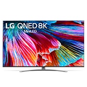 Vista frontal de LG QNED MiniLED TV 8K, série QNED99, Processador α9 Gen4 AI, webOS 6.0 86QNED996PB