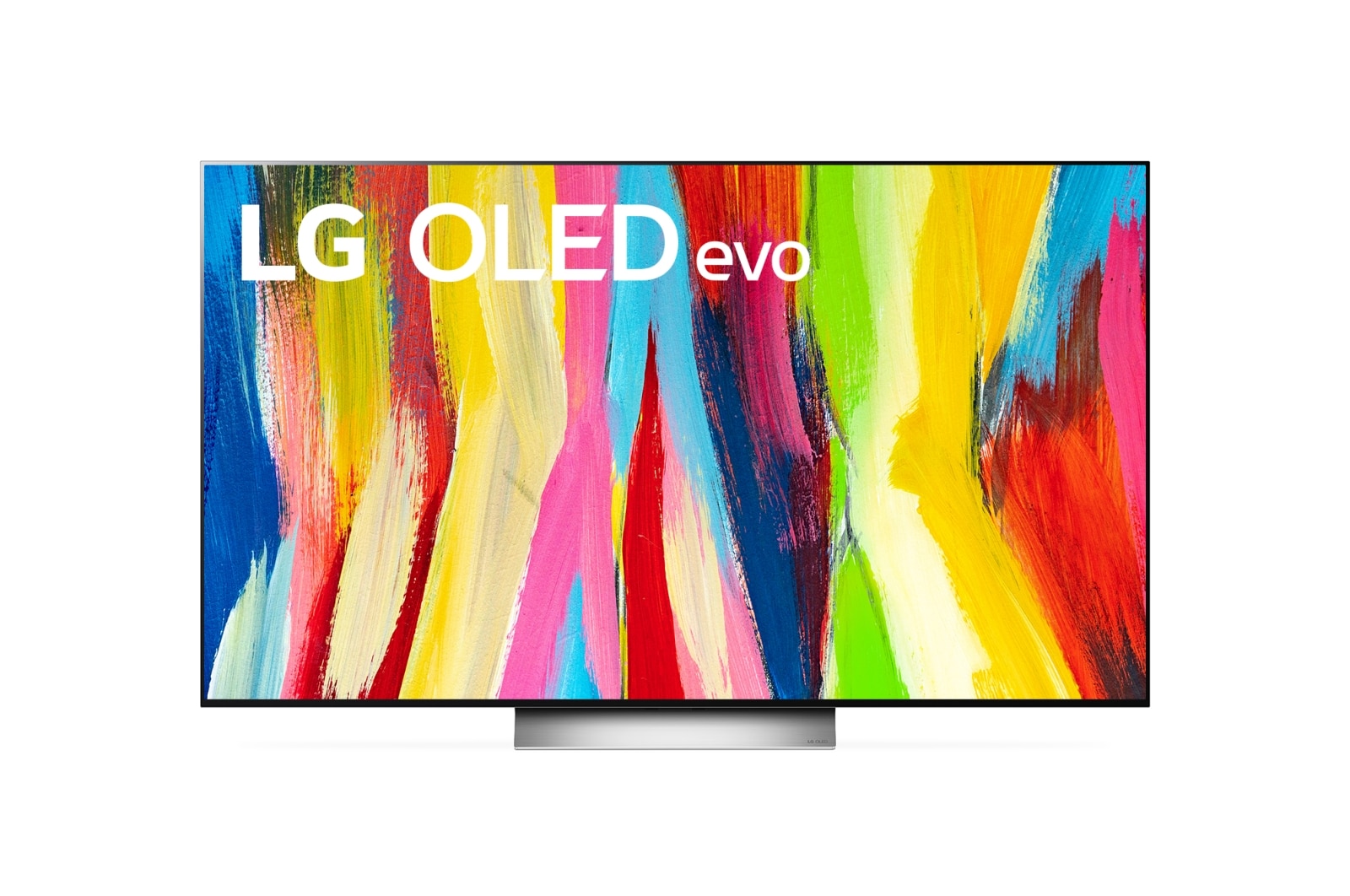 Vista frontal de LG OLED evo TV 4K, série C2, Processador α9 Gen5 AI, webOS 22 OLED55C26LD