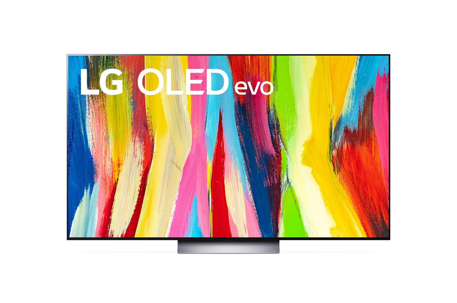 Vista frontal de LG OLED evo TV 4K, série C2, Processador α9 Gen5 AI, webOS 22 OLED65C24LA