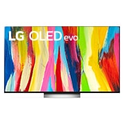 Vista frontal de LG OLED evo TV 4K, série C2, Processador α9 Gen5 AI, webOS 22 OLED65C26LD