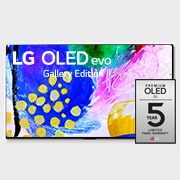 Vista frontal de LG OLED evo TV 4K, série G2, Gallery Edition, Processador α9 Gen5 AI, webOS 22 OLED65G26LA