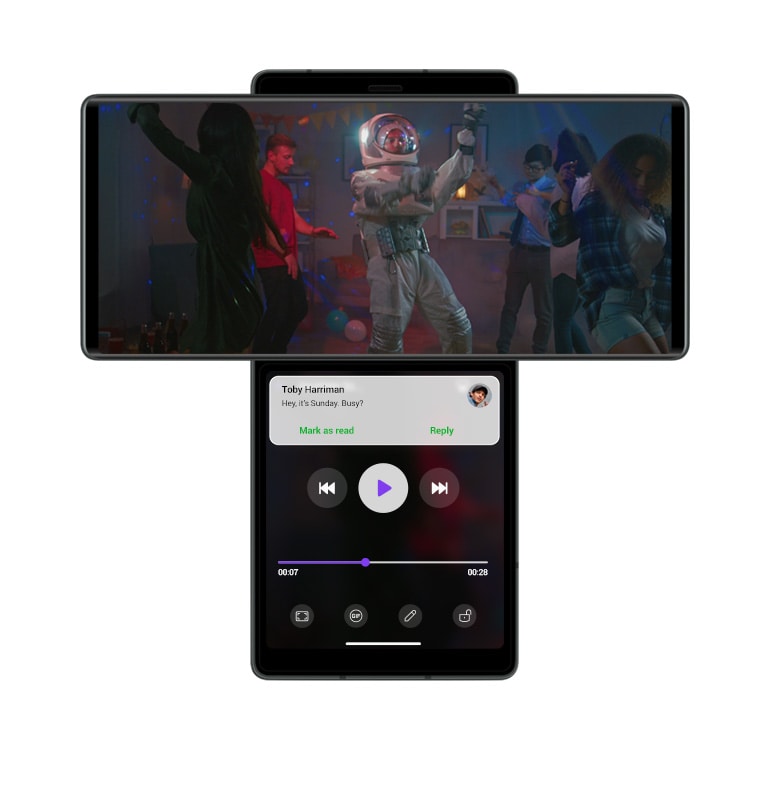Smartphone com UX com várias aplica??es em execu??o.