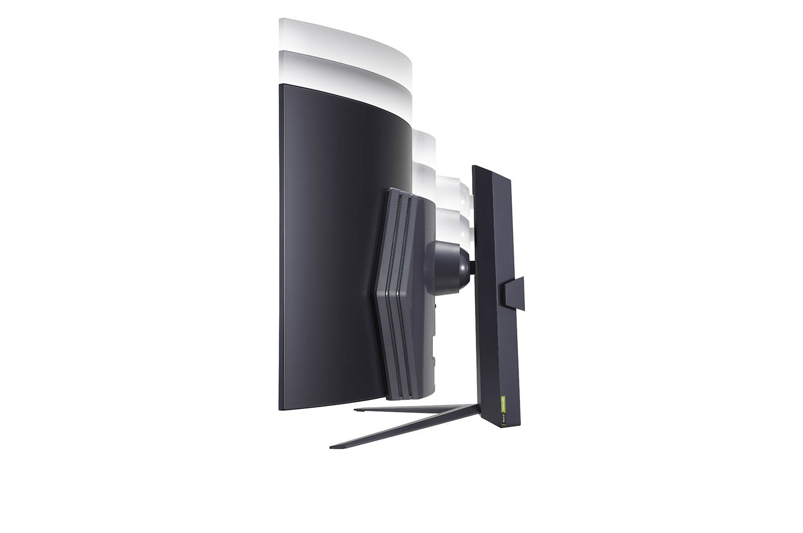side view with monitor height moving downwards on
