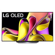 Front view with LG OLED evo, 10 Years World No.1 OLED Emblem, and 5-0Year Panel Warranty logo on screen