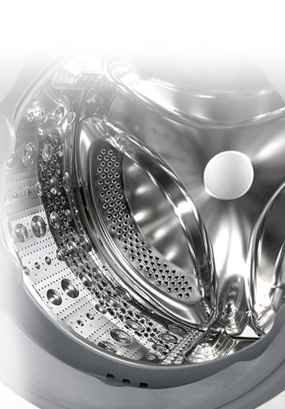 A imagem do interior da máquina de lavar onde pode ver os batentes em a?o inox.