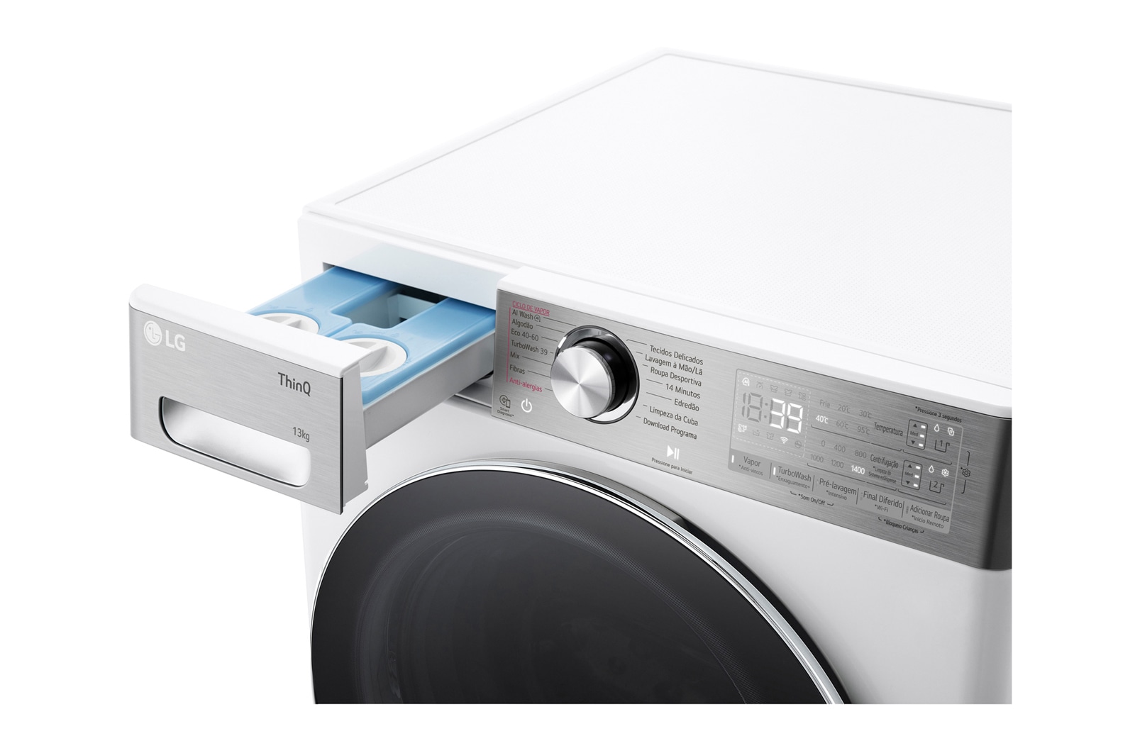LG Máquina de lavar roupa LG F4WR9513A2W, 13 kg, eficiência energética A-20%, 1400 r.p.m., AI DD?, Steam+?, TurboWash360?, ezDispense?, branco, F4WR9513A2W