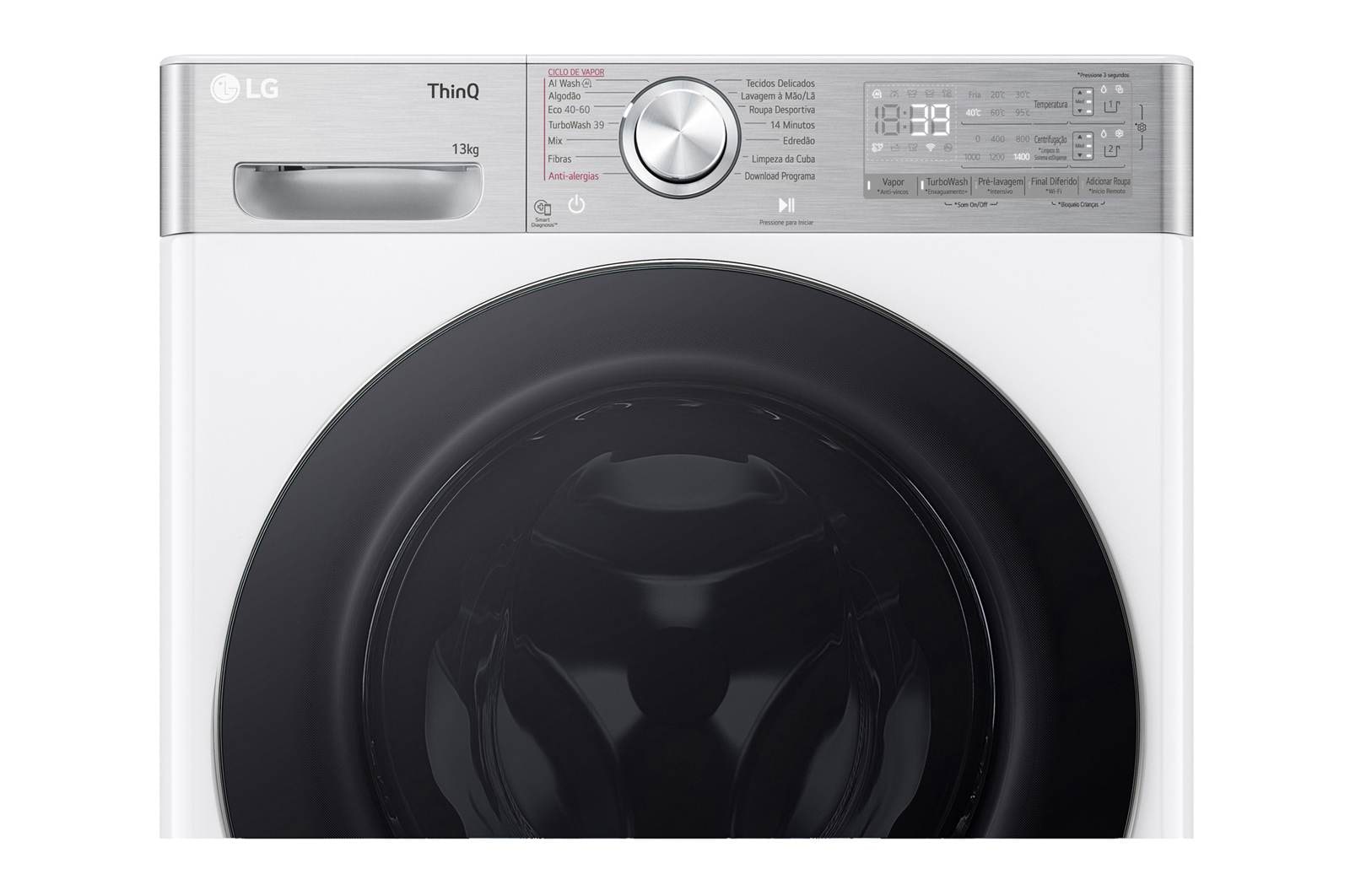 LG Máquina de lavar roupa LG F4WR9513A2W, 13 kg, eficiência energética A-20%, 1400 r.p.m., AI DD?, Steam+?, TurboWash360?, ezDispense?, branco, F4WR9513A2W