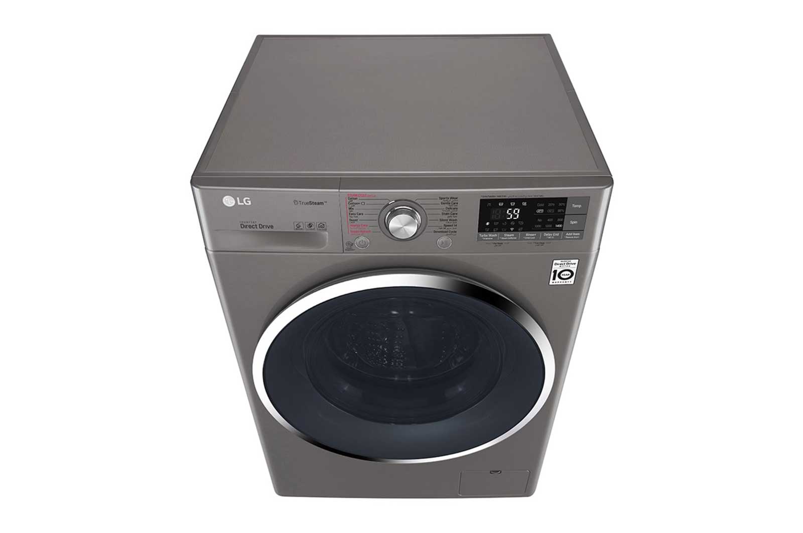 LG 10.5kg Front load washing machine, Silver Color, TurboWash?, SmartThinQ (wi-fi) , WFS1114XMN
