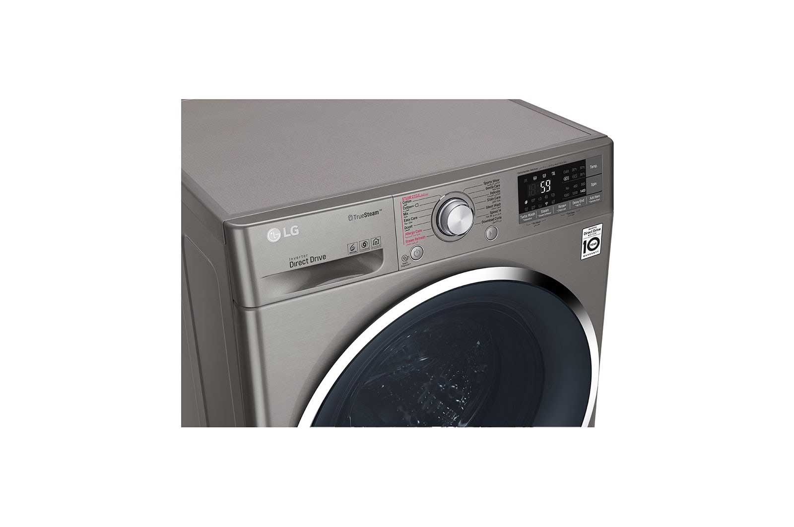 LG 10.5kg Front load washing machine, Silver Color, TurboWash?, SmartThinQ (wi-fi) , WFS1114XMN