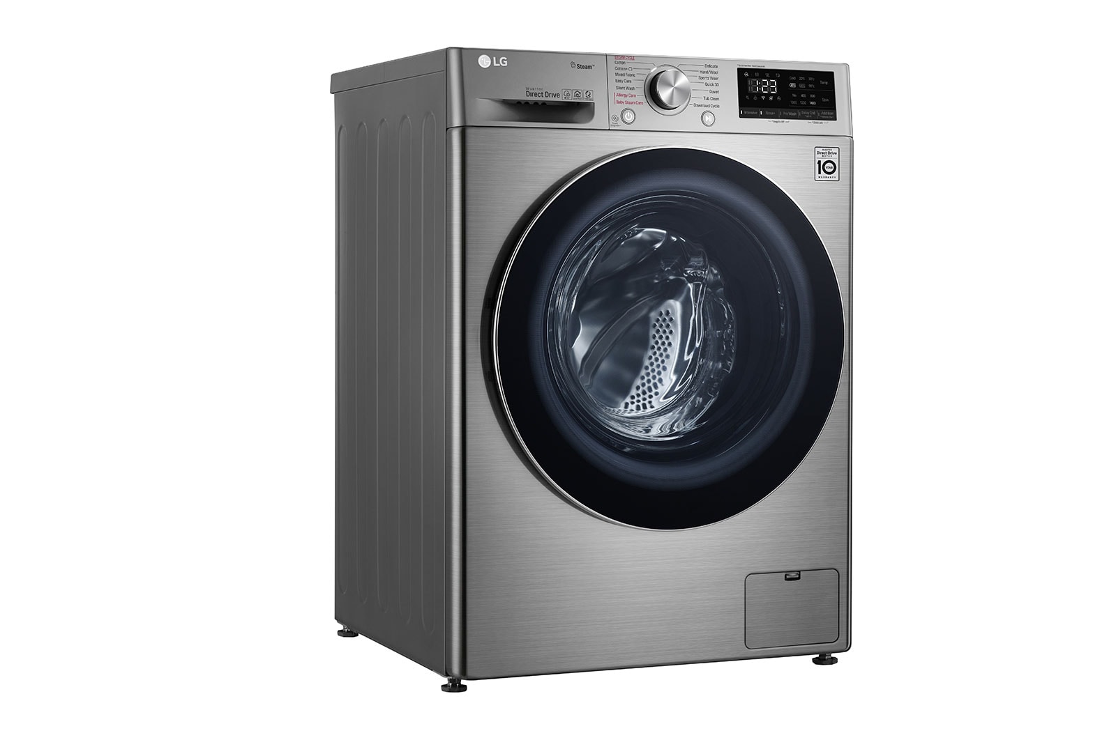 LG Capacity 8kg, Front Load, Silver Color, 6 Motion DD, Inverter Direct Drive Motor, Steam Cleaning, WFV0812XM