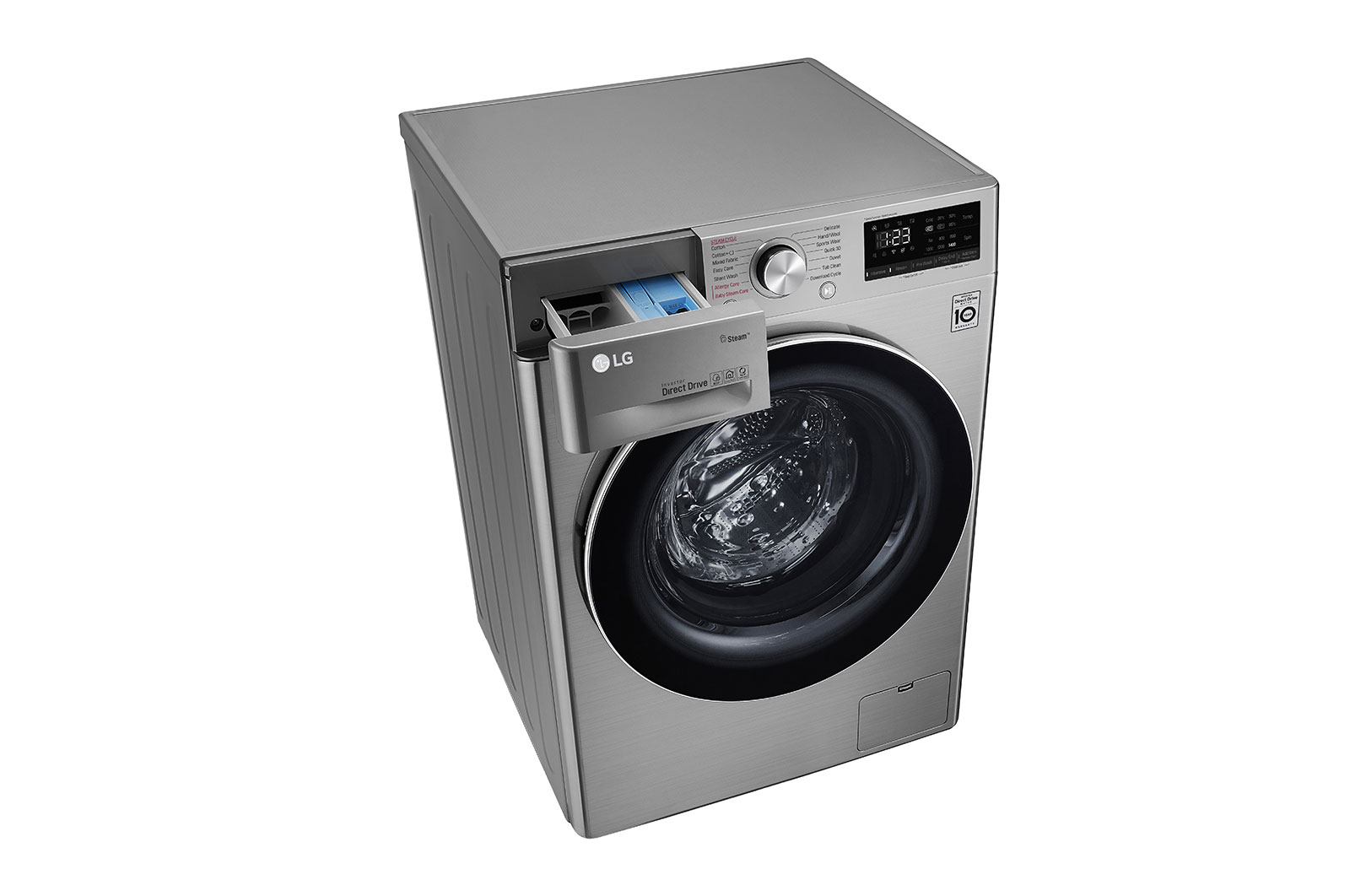 LG Capacity 8kg, Front Load, Silver Color, 6 Motion DD, Inverter Direct Drive Motor, Steam Cleaning, WFV0812XM