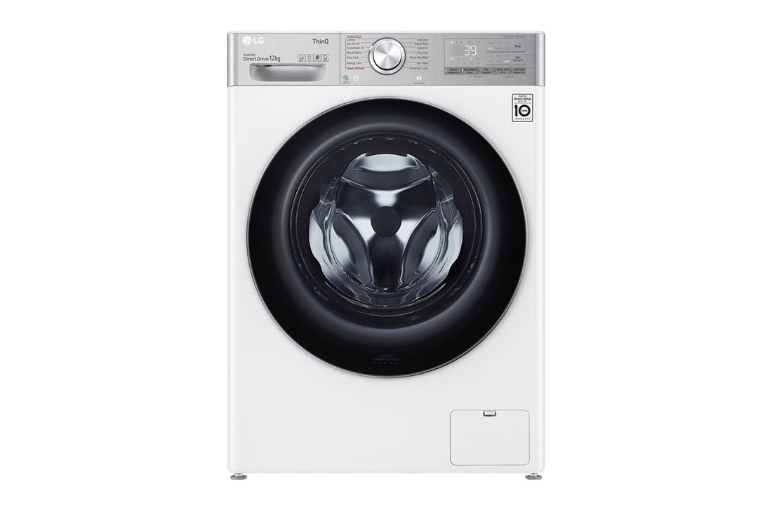 LG Capacity 12kg, Front Load, White Color, TrueSteam, 6 Motion DD, Inverter Direct Drive Motor, WFV1214WHT1