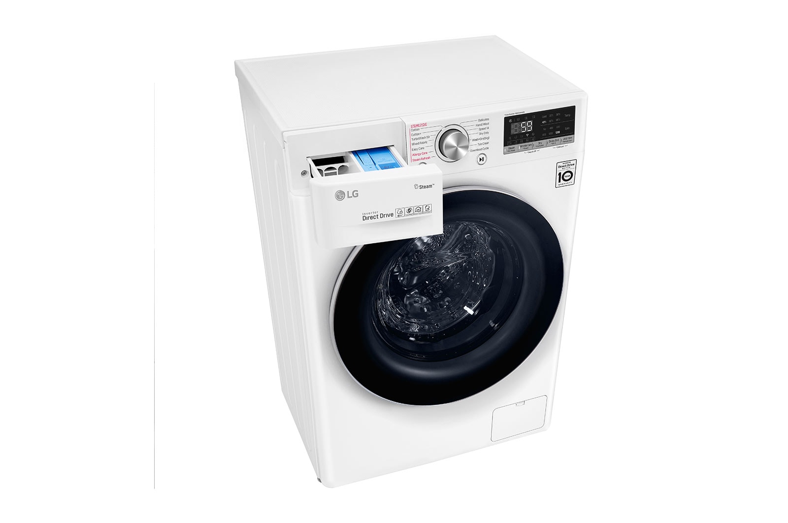 Top Left perspective With detergent drawer open