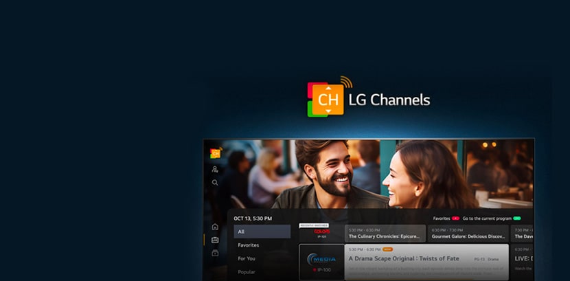 En LG TV visar LG Channels startsk?rm.