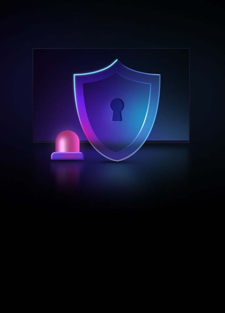 Neongrafik mot en svart bakgrund. Installationsskydd visar en neonsk?ld bredvid en liten neon siren. 