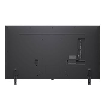 Vy framifr?n och fr?n sidan av LG QNED evo AI 4K Smart TV som visar dess l?ngd, bredd, h?jd och djupdimensioner.