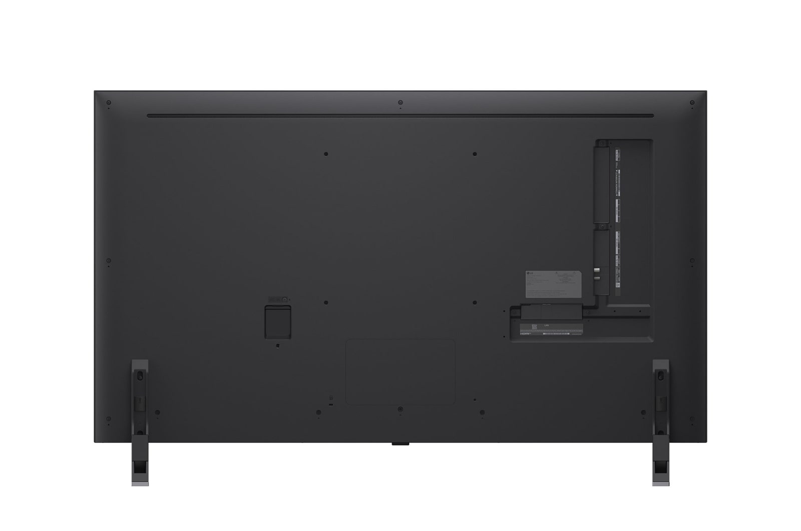 Vy framifr?n och fr?n sidan av LG QNED evo AI 4K Smart TV som visar dess l?ngd, bredd, h?jd och djupdimensioner.
