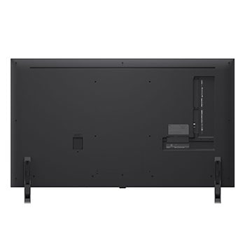 Vy framifr?n och fr?n sidan av LG QNED evo AI 4K Smart TV som visar dess l?ngd, bredd, h?jd och djupdimensioner.