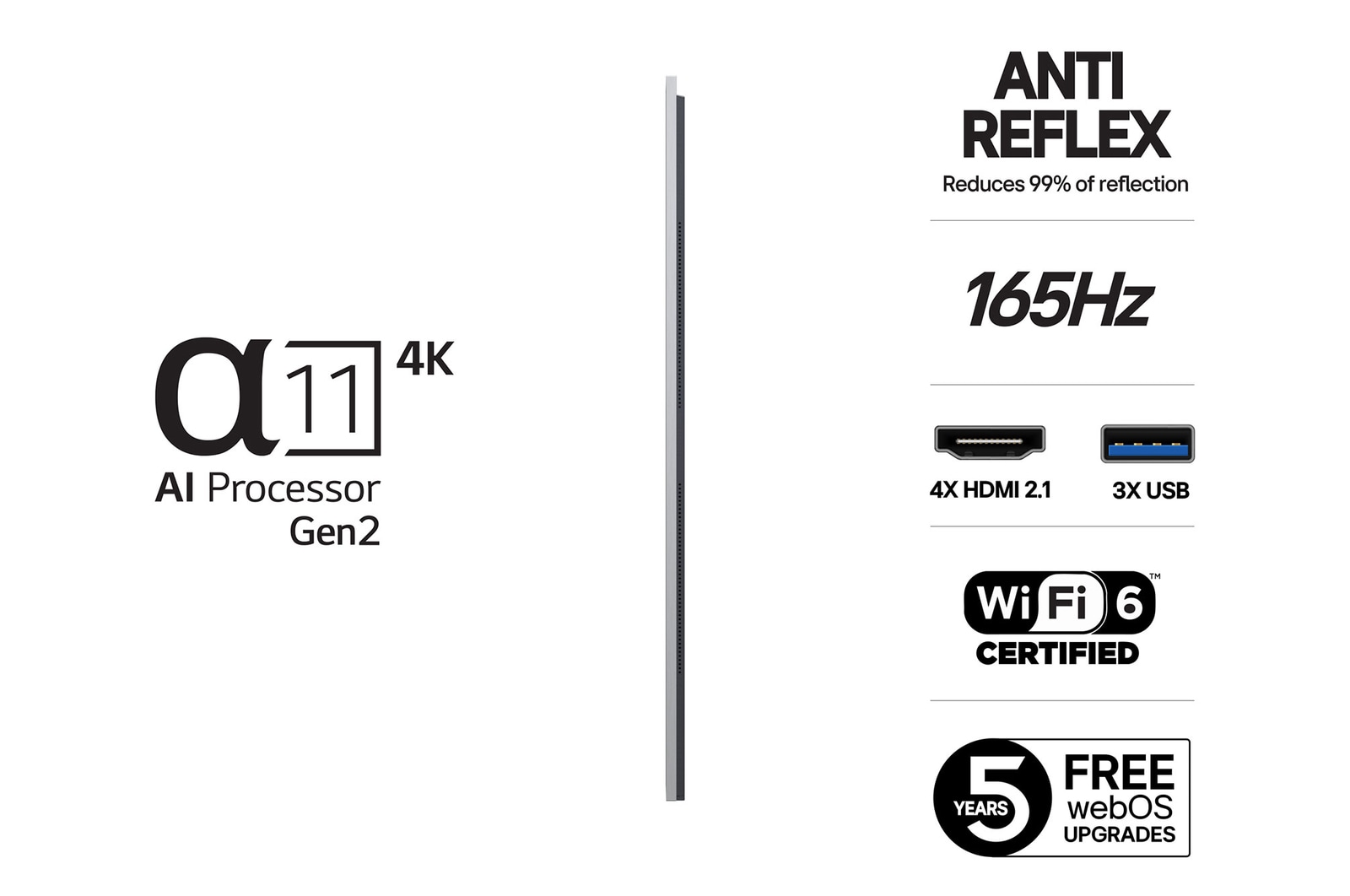 Vy bakifr?n av LG OLED evo AI G5 4K Smart TV.