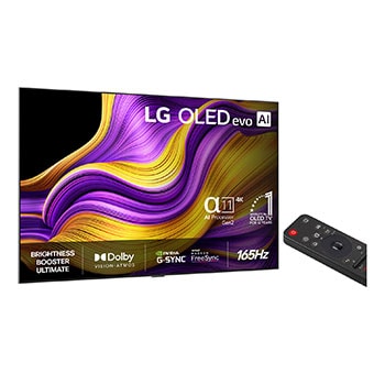 Vy fr?n v?nster av LG OLED evo AI G5 4K Smart TV.