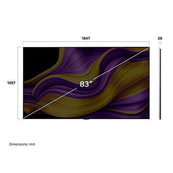 Sidovy av LG OLED evo AI G5 4K Smart TV.
