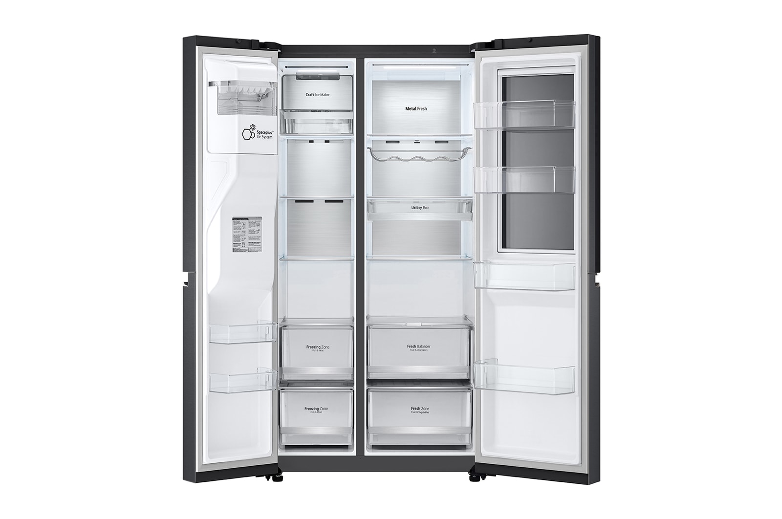 front view with double door open view and no food