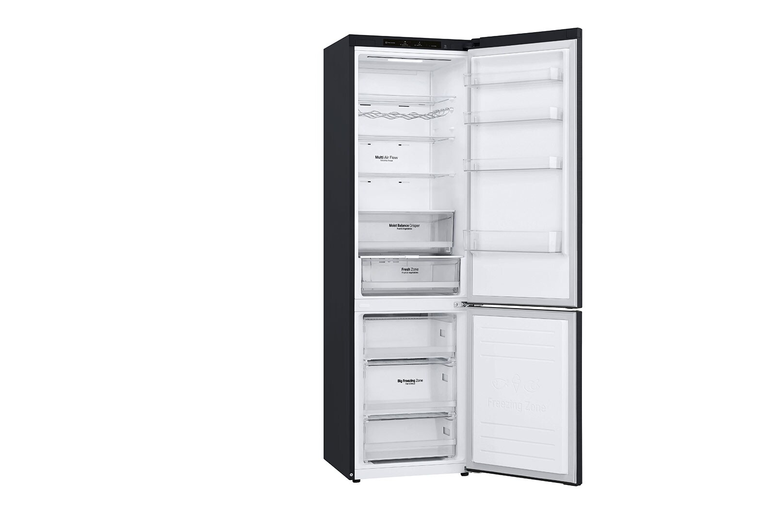 LG 2.03M 384L Kombinerad kyl/frys(Matte Black Stainless Steel) - Energiklass D, Nature Fresh, Door Cooling+? och Smart Diagnosis?, GBB62MCGGN