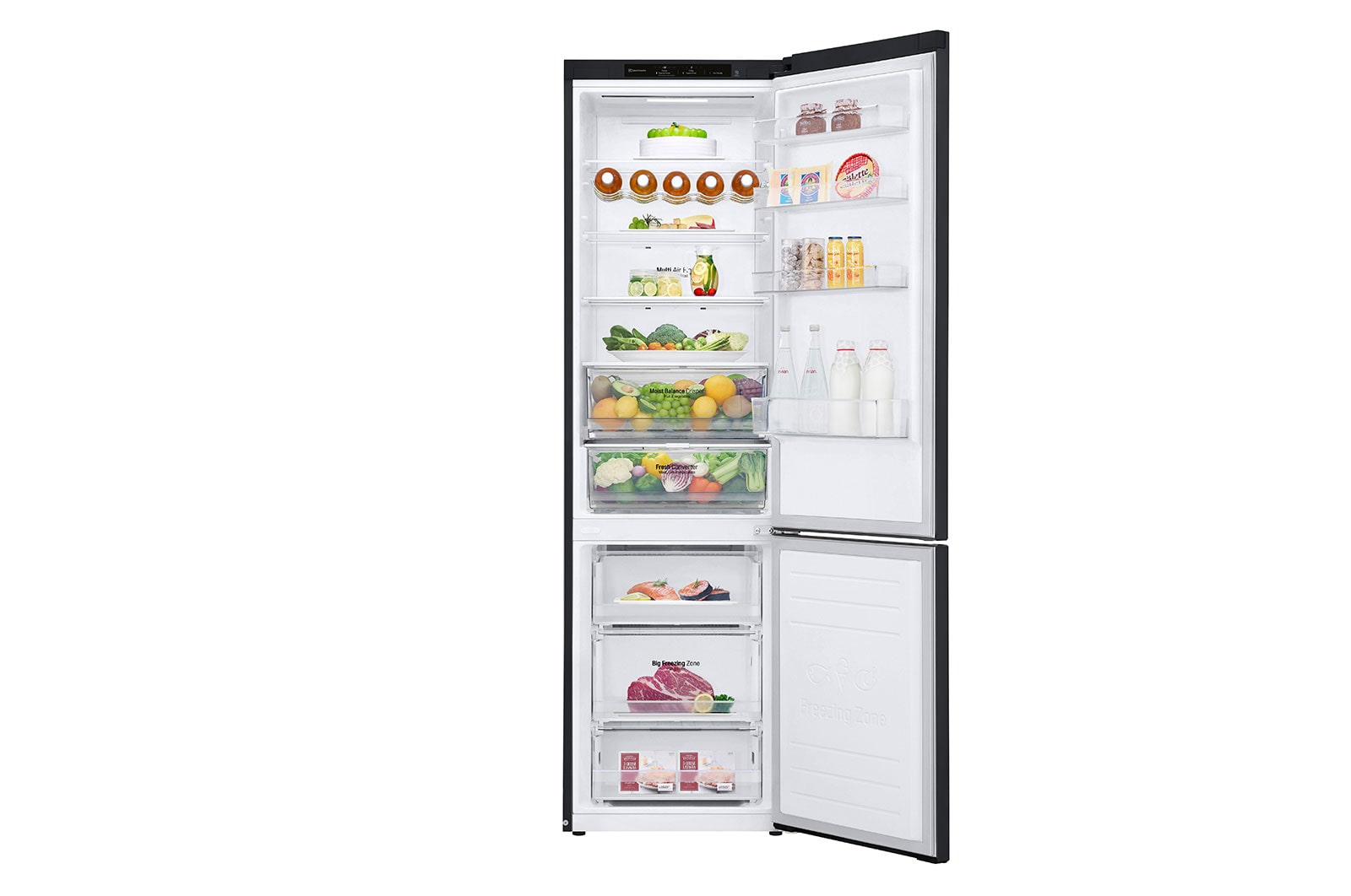 LG 2.03M 384L Kombinerad kyl/frys(Matte Black Stainless Steel) - Energiklass D, Nature Fresh, Door Cooling+? och Smart Diagnosis?, GBB62MCGGN