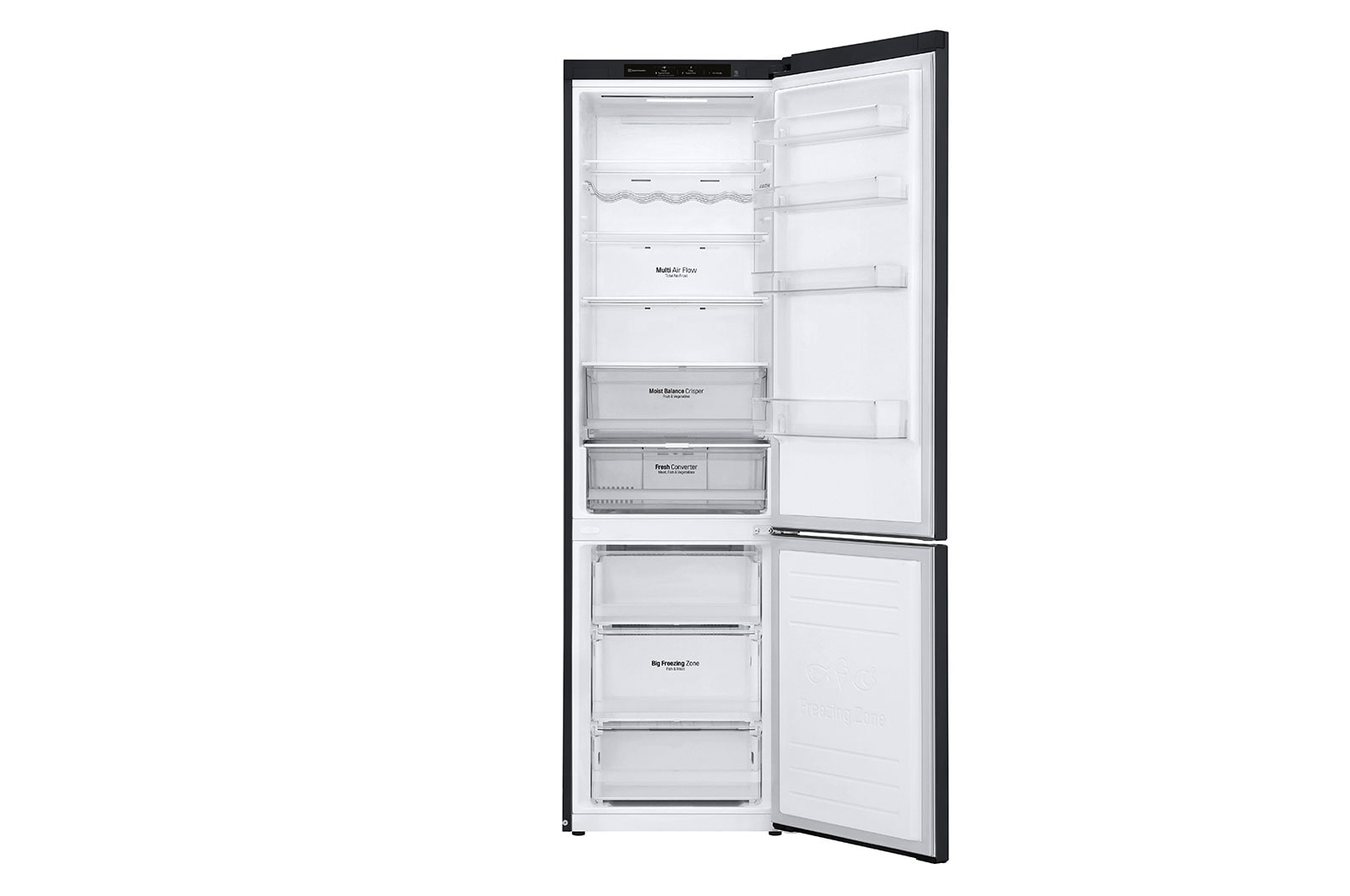 LG 2.03M 384L Kombinerad kyl/frys(Matte Black Stainless Steel) - Energiklass D, Nature Fresh, Door Cooling+? och Smart Diagnosis?, GBB62MCGGN