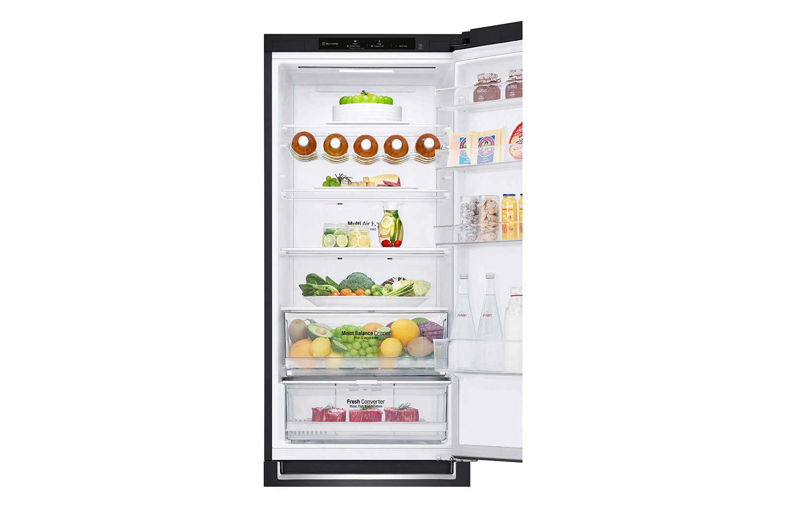 LG 2.03M 384L Kombinerad kyl/frys(Matte Black Stainless Steel) - Energiklass D, Nature Fresh, Door Cooling+? och Smart Diagnosis?, GBB62MCGGN
