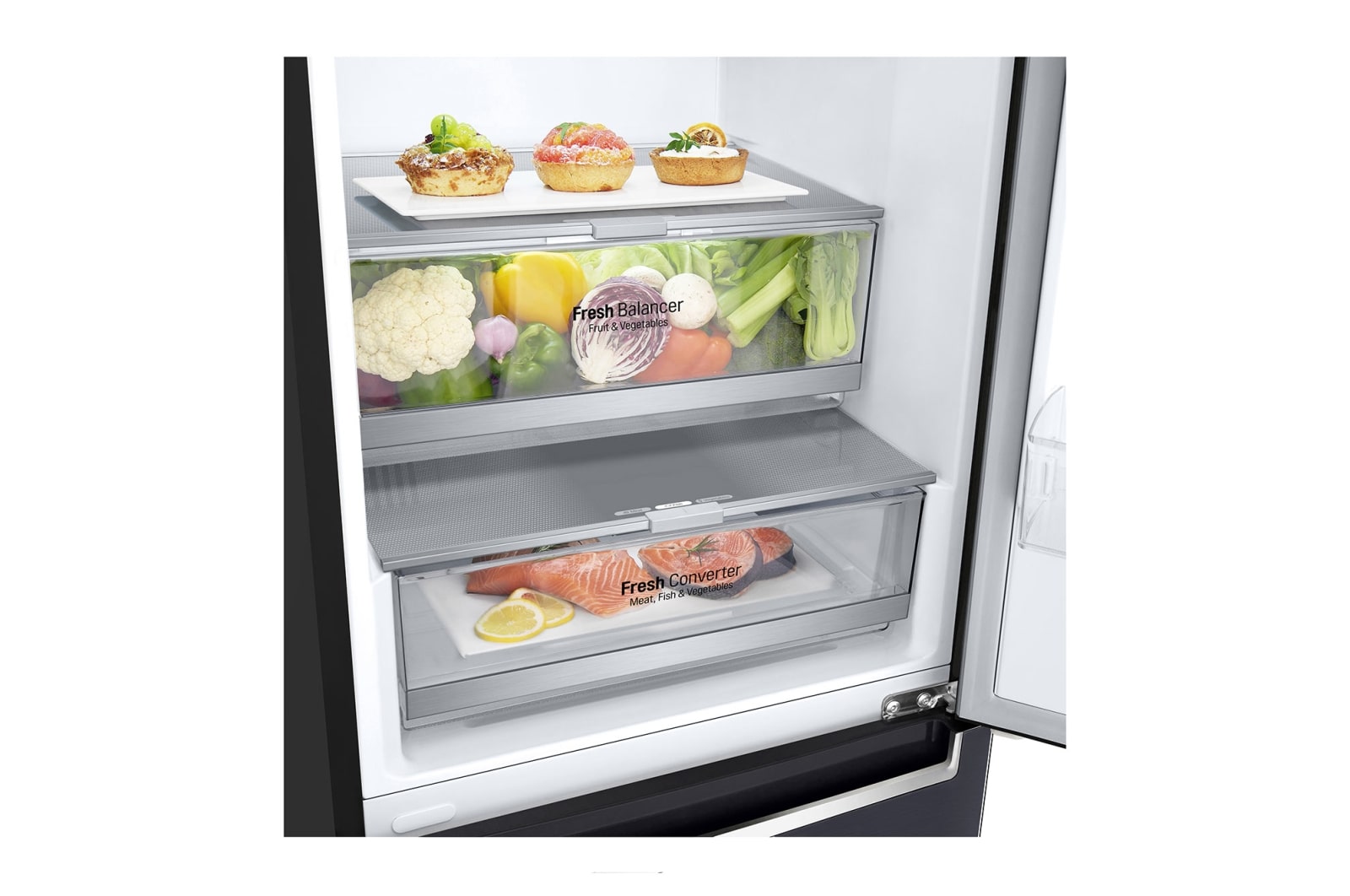 LG 1.86M 341L Kombinerad kyl/frys(Matte Black) - Energiklass D, Door Cooling?, GBB71MCEGN