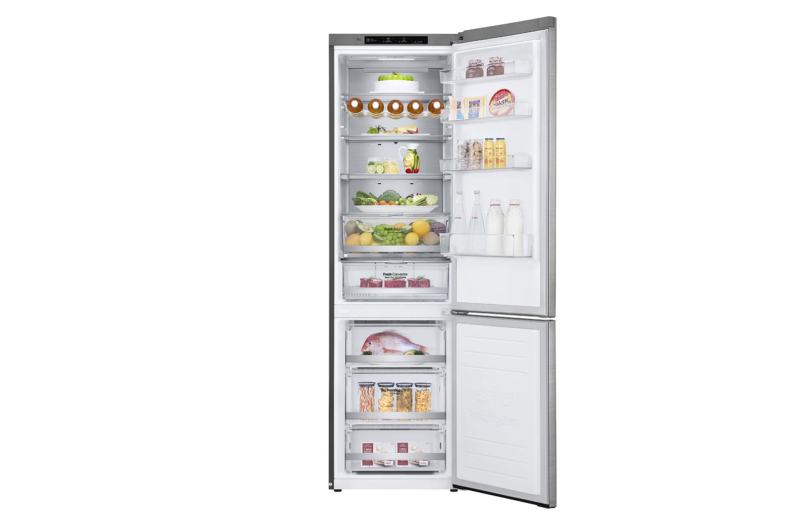 LG 2.03M 384L Kombinerad kyl/frys(Noble Steel) - Energiklass A, Door Cooling? och Smart Diagnosis?, GBB92STBAP