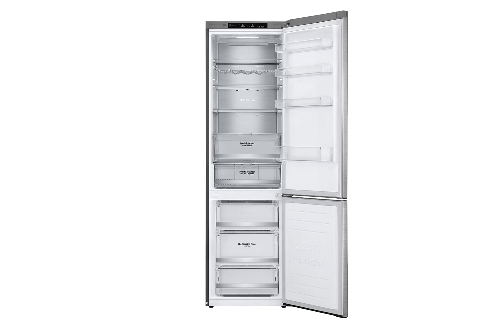 LG 2.03M 384L Kombinerad kyl/frys(Noble Steel) - Energiklass A, Door Cooling? och Smart Diagnosis?, GBB92STBAP