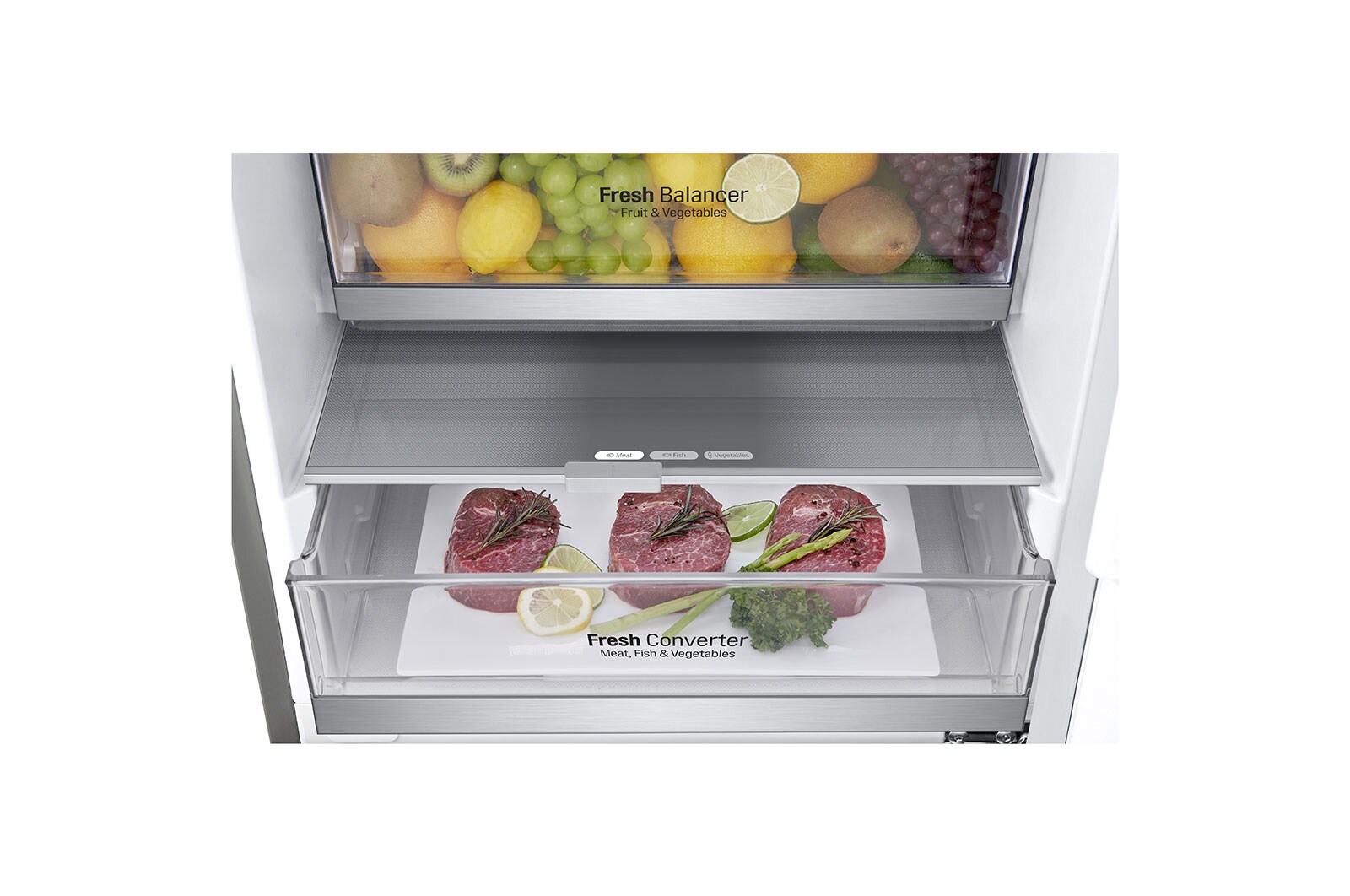 LG 2.03M 384L Kombinerad kyl/frys(Noble Steel) - Energiklass A, Door Cooling? och Smart Diagnosis?, GBB92STBAP