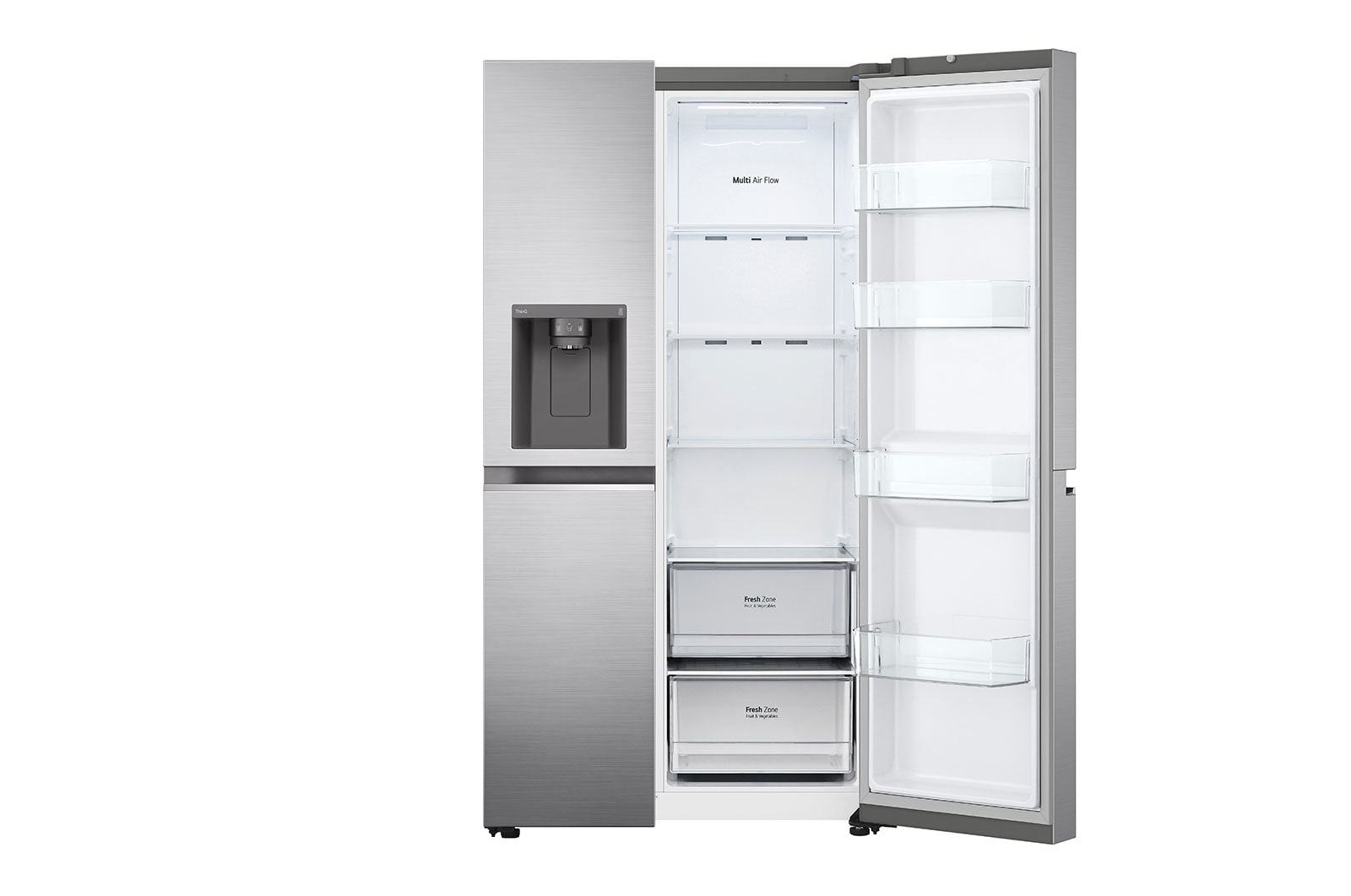 LG 635L Side by Side (Shiny Steel, Is- & vattendispenser, Energiklass D, Vatten/is via r?ranslutning, Smart Diagnosis? med Wi-Fi, GSLV70PZTD