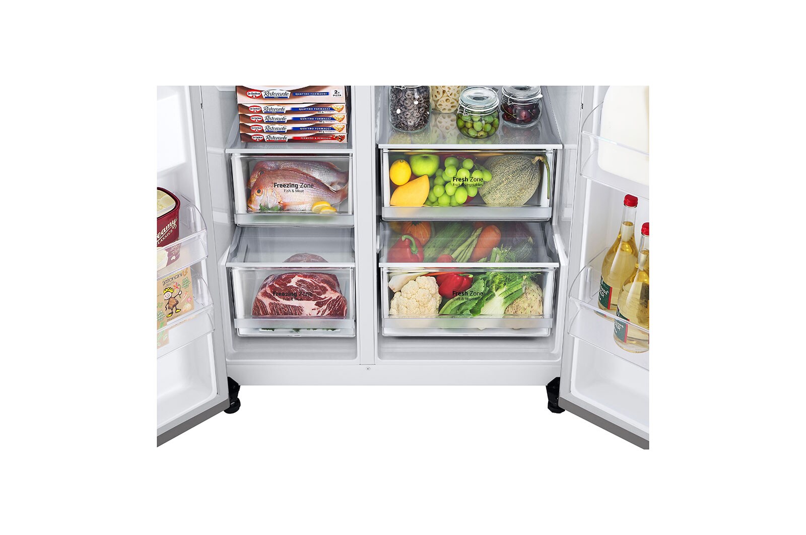 LG 635L Side by Side (Shiny Steel, Is- & vattendispenser, Energiklass D, Vatten/is via r?ranslutning, Smart Diagnosis? med Wi-Fi, GSLV70PZTD