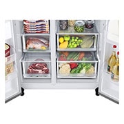 LG 635L Side by Side (Shiny Steel, Is- & vattendispenser, Energiklass D, Vatten/is via r?ranslutning, Smart Diagnosis? med Wi-Fi, GSLV70PZTD