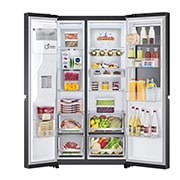 LG 635L InstaView Door in Door? Side by Side (Matte Black Steel), Energiklass E, Vatten/is via r?ranslutning, Smart Diagnosis? med Wi-Fi, GSXV90MCAE