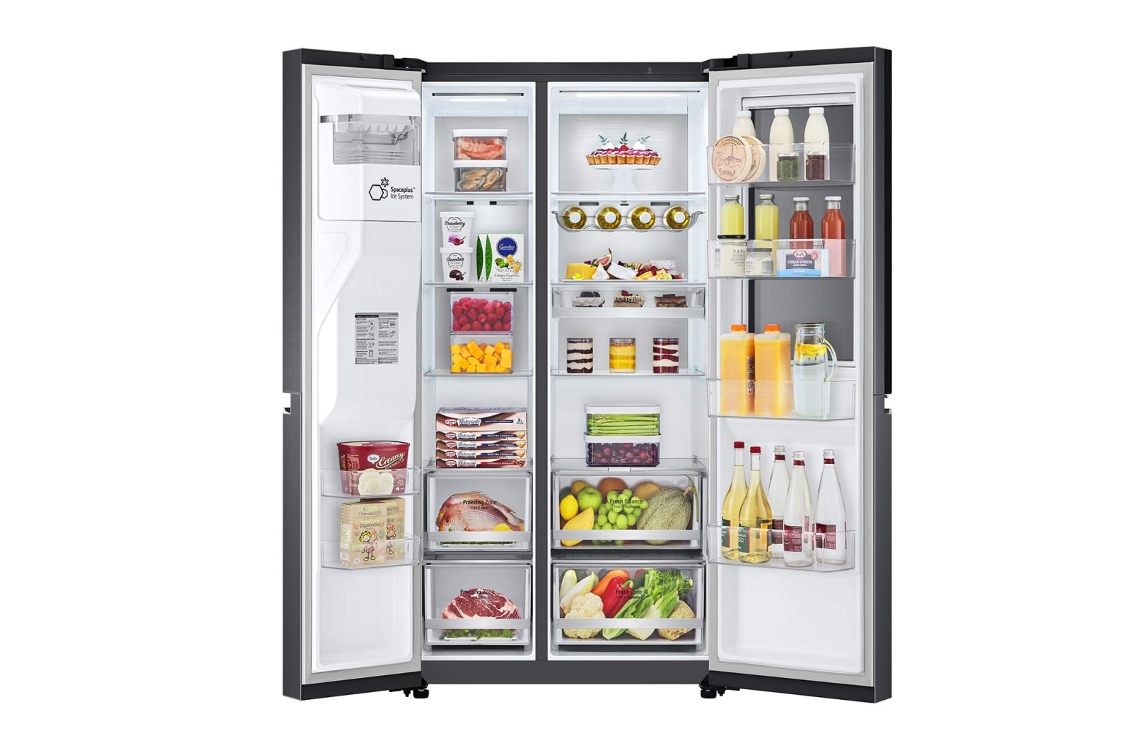 LG 635L InstaView Door in Door? Side by Side (Matte Black Steel), Energiklass E, Vatten/is via r?ranslutning, Smart Diagnosis? med Wi-Fi, GSXV90MCAE
