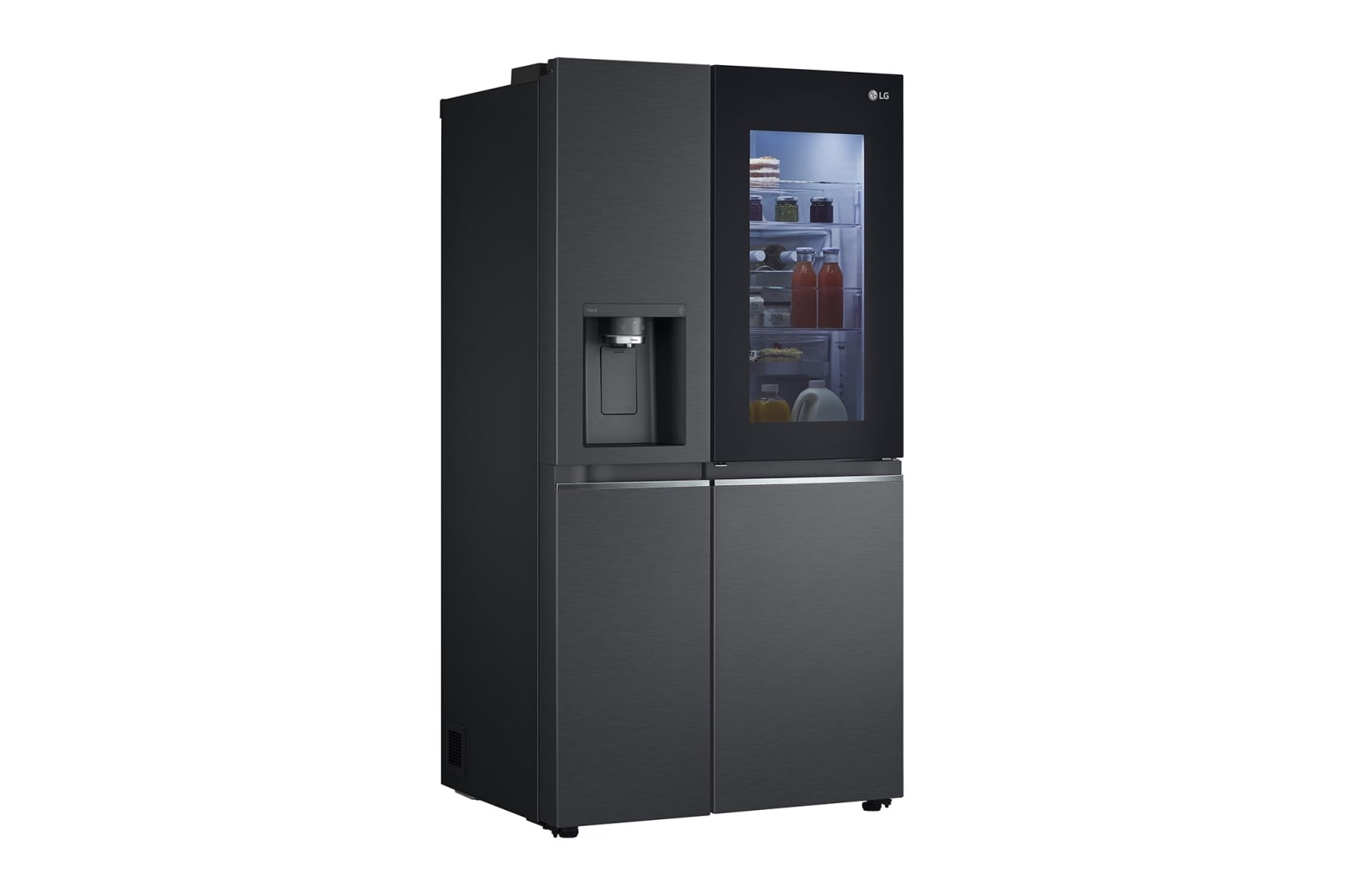 LG 635L InstaView Door in Door? Side by Side (Matte Black Steel), Energiklass E, Vatten/is utan r?ranslutning, Smart Diagnosis? med Wi-Fi, GSXV91MCAE