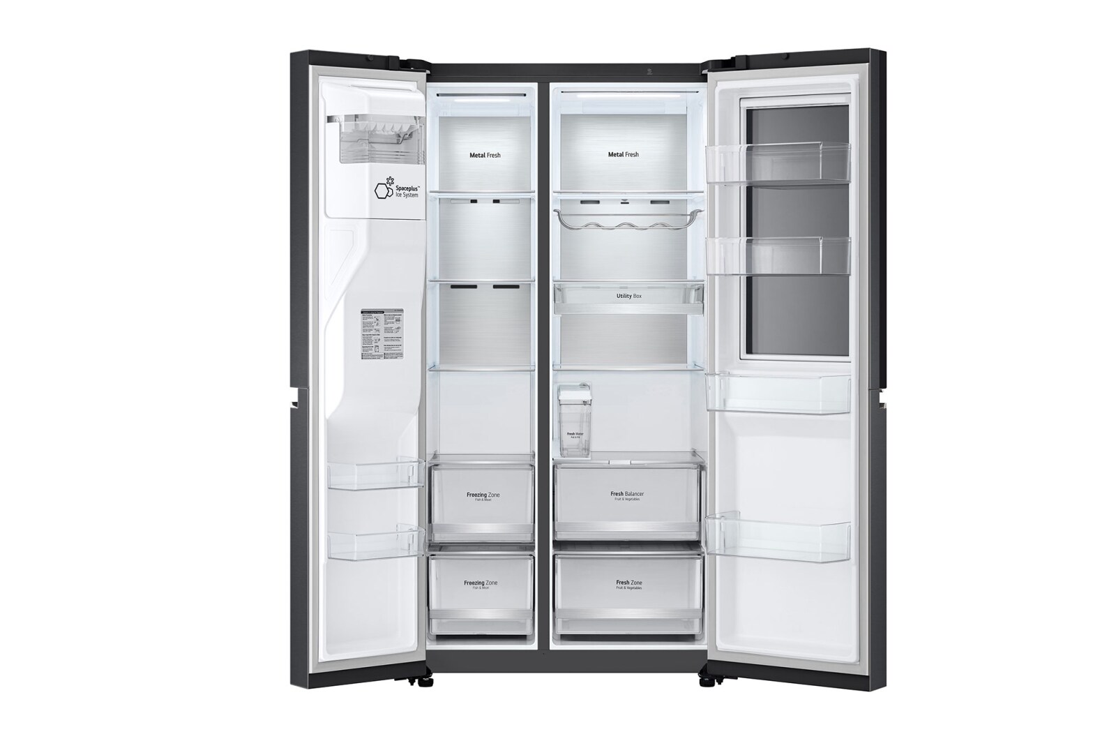 LG 635L InstaView Door in Door? Side by Side (Matte Black Steel), Energiklass F, Vatten/is utan r?ranslutning, Smart Diagnosis? med Wi-Fi, GSXV91MCAF