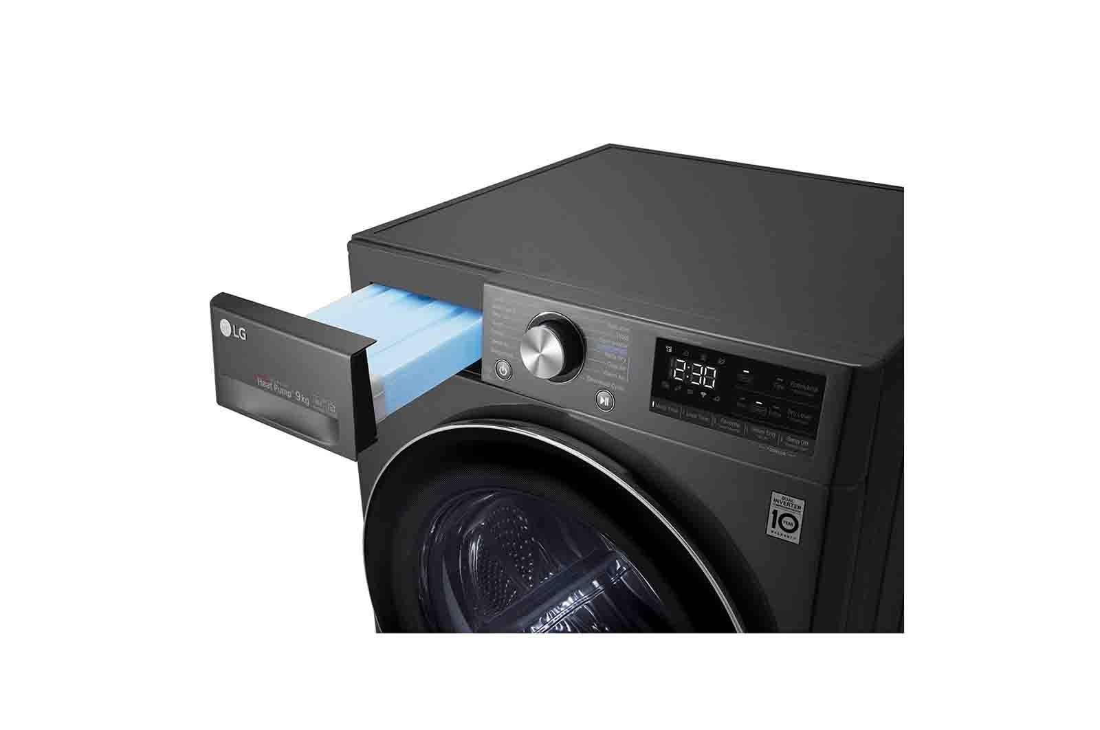 LG Svart 9-kg DUAL Inverter Heat Pump? -torktumlare med ? Eco Hybrid? och v?rmepumpsteknologi , RV9DN902B